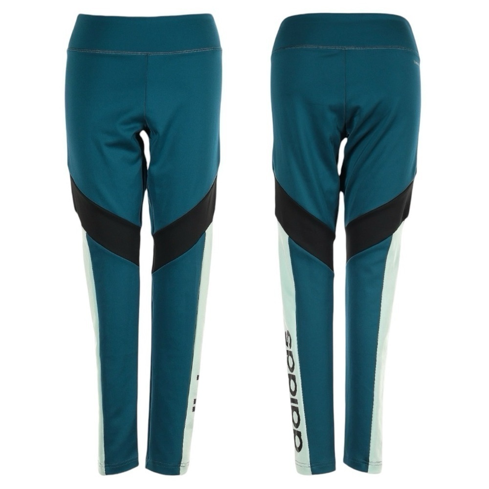 🌺 Adidas Climalite Designed to Move Teal Colorblock Tights Leggings Size S
